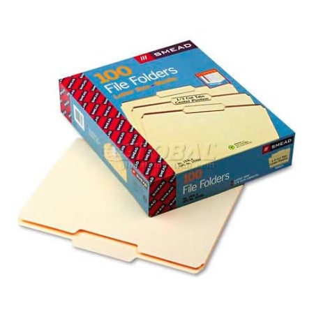 Smead Smead  File Folders, 1/3 Cut Second Position, One-Ply Top Tab, Letter, Manila, 100/Box 10332